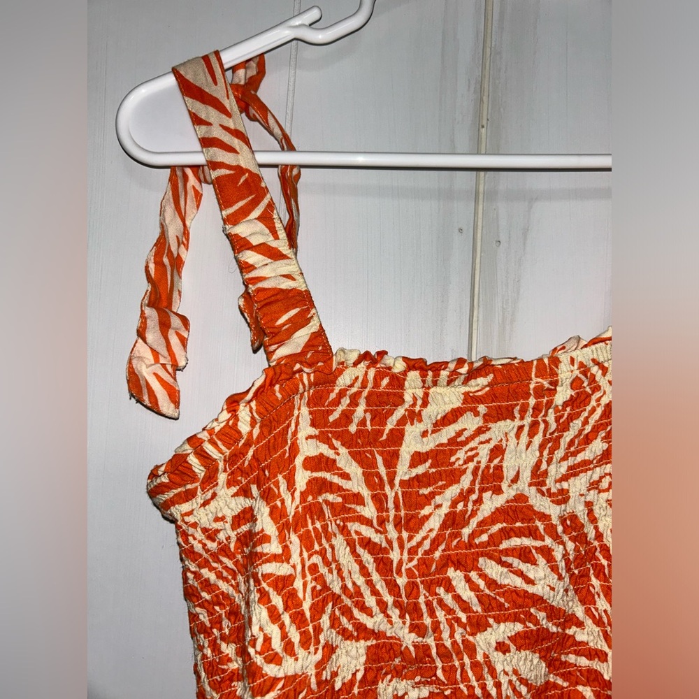 Sincerely Jules Orange Printed Tie-Shoulder Cut Out Maxi Dress, size M - Picture 9 of 11